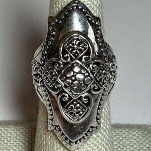 Sarda Sterling Silver 925 Ring Size 6 Flower Scroll Bali Filigree Art Deco Cross
